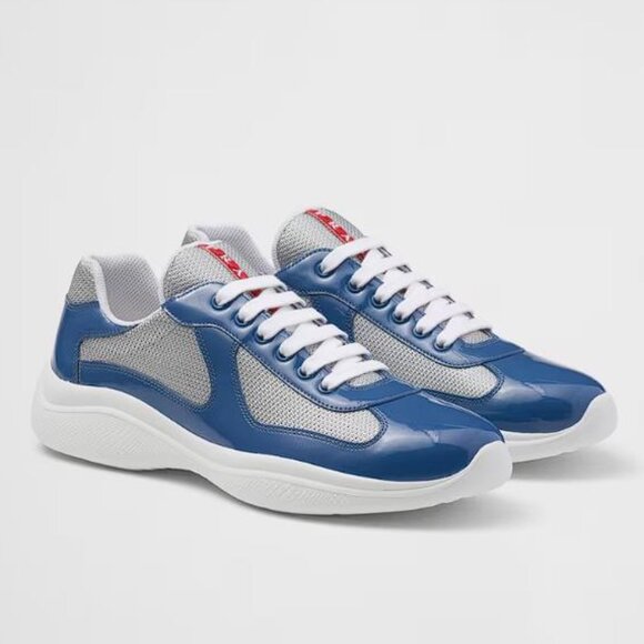 PRADA Men's America's Cup Sneakers Size 13 In Aviation Blue/Silver - Picture 1 of 12